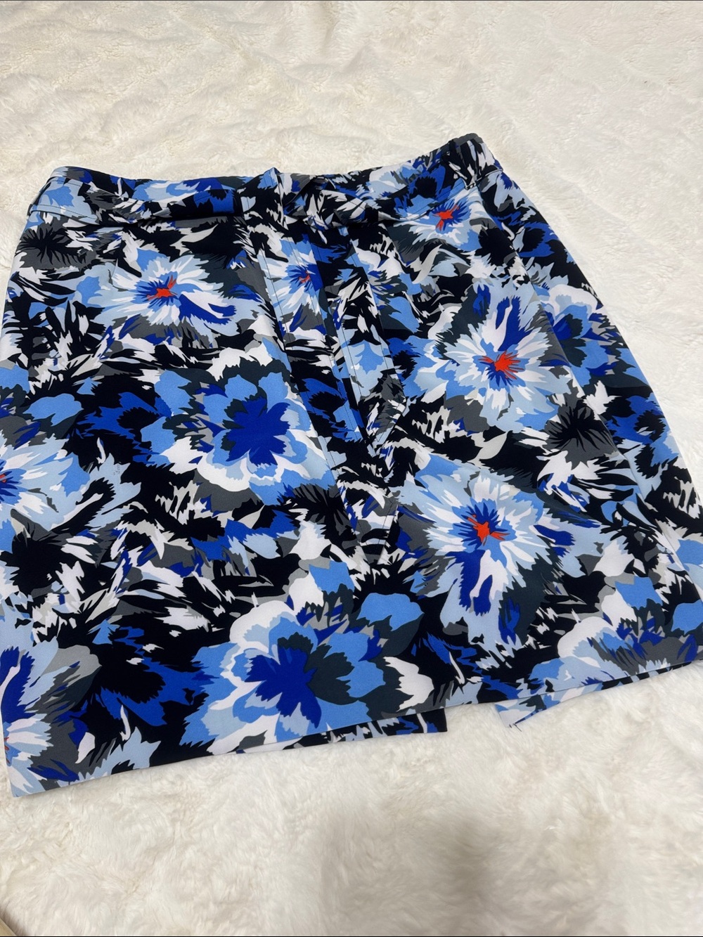 Lane Bryant Blue and Black Floral Print Skirt